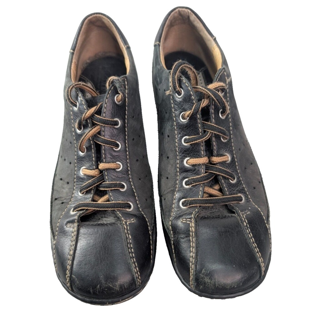 BORN Hawkeye Oxford Leather Shoes Sz 9.5 Black Lace Up Loafers Handcrafted W3578